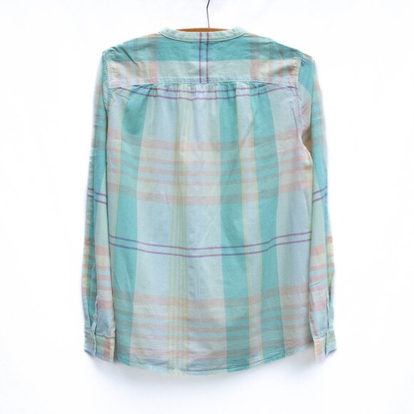 Holding Horses Anthropologie Womens Pastel Plaid Shirt Size 8 Boho Spring Summer - Picture 2 of 3